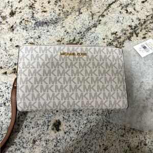 Michael Kors Cream Monogram Clutch